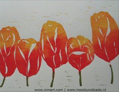 Kunst kaart tulpen - afbeelding 1