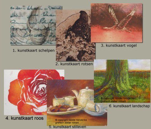 Kunstkaartenset varia 6 stuks - afbeelding 1